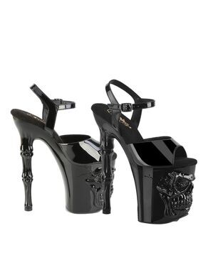 NIB Rapture Black Patent Skull & Bones 8" High Heel Platform Shoes